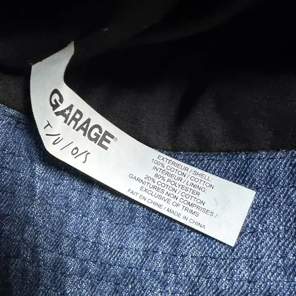 Garage‎ Patchwork Denim Bucket Hat Blue Frayed Raw Edge Y2K Festival One Size
